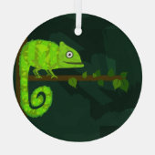 Ornement En Verre Caméléon mignon vert (Verso)