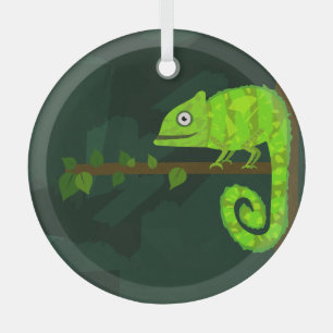 Ornement En Verre Caméléon vert mignon