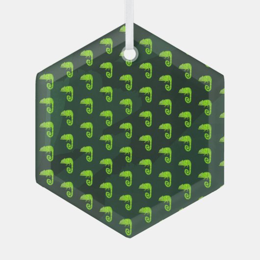 Ornement En Verre Caméléon vert mignon (Recto)