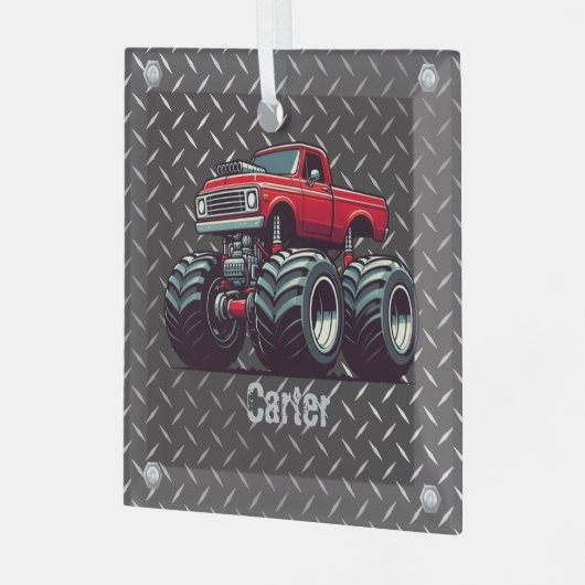 Ornement En Verre Camion monstre rouge (Avant gauche)