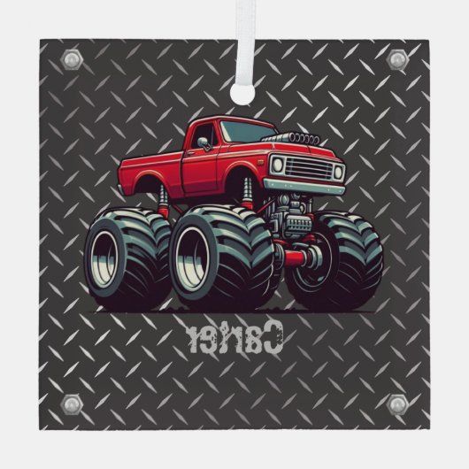 Ornement En Verre Camion monstre rouge (Verso)