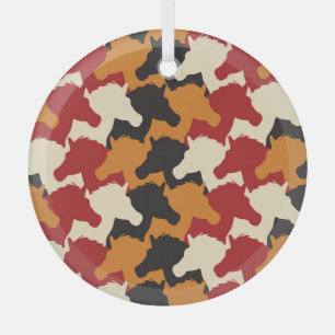 Ornement En Verre Camouflage tête de licorne, répétition motif.