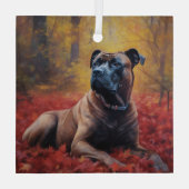 Ornement En Verre Cane Corso en automne Feuilles automne Inspire (Verso)
