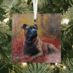 Ornement En Verre Cane Corso en automne Feuilles automne Inspire