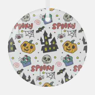 Ornement En Verre Caractères d'Halloween : Motif Whimsical Seamless