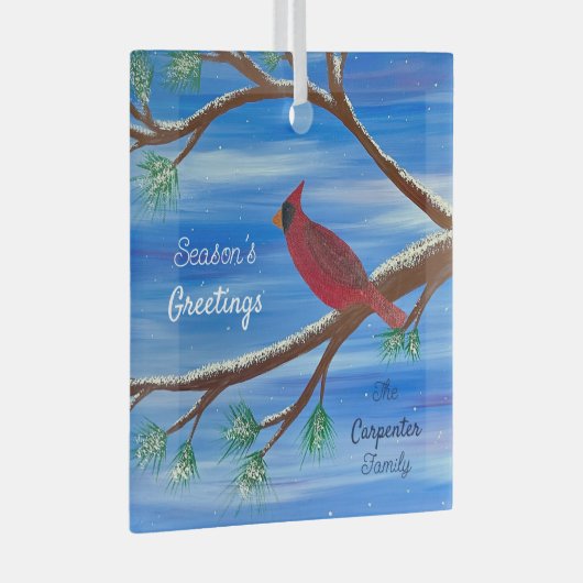 Ornement En Verre Cardinal d'hiver (Avant droite)