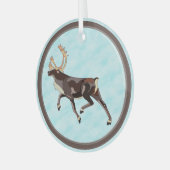 Ornement En Verre Caribou/Reindeer d'art populaire (Avant gauche)