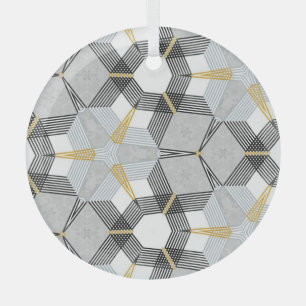 Ornement En Verre Carré hexagone coloré : kaléidoscope géométrique.