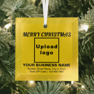 Ornement en verre Carré Jaune de Noël