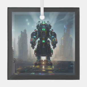Ornement en verre carré Robot 4