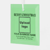 Ornement En Verre Carré vert clair de Noël d'affaires (Avant gauche)