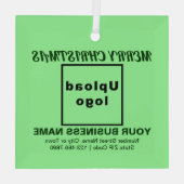 Ornement En Verre Carré vert clair de Noël d'affaires (Verso)