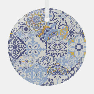 Ornement En Verre Carreaux azulejos colorés : motif dessiné à la mai