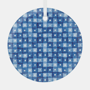 Ornement En Verre Carrés Bleus, Aquarelle Mosaïque sans joint.