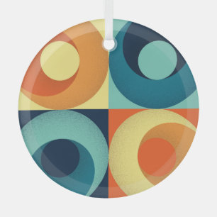 Ornement En Verre Carrés et cercles rétro : Motif des années 60