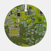 Ornement En Verre Carte de circuit Geek d'ordinateur vert clair (Verso)