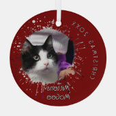 Ornement En Verre Cat on 2025 Red Splatter Pattern Christmas (Verso)