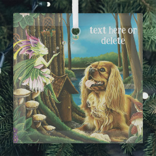 Ornement En Verre Cavalier Spaniel Fantaisiste et Fée Lutine