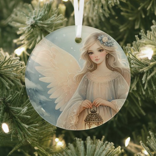 Ornement En Verre Celestial Winter Angel Lantern of Grace (Insitu)