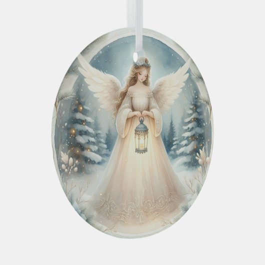 Ornement En Verre Celestial Winter Angel Lantern of Hope (Avant droite)