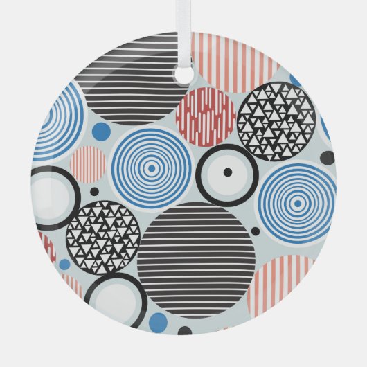 Ornement En Verre Cercles multicolores, design motif graphique. (Recto)