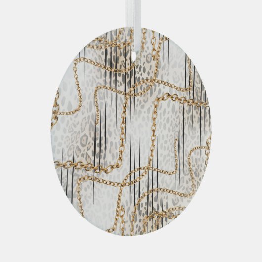Ornement En Verre Chaîne Leopard Design Motif (Avant droite)