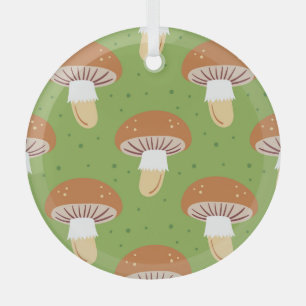 Ornement En Verre Champignons d'automne : motif sans couture verte.