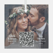 Ornement En Verre Chanson mariage ou Playlist QR Code & Photo Nouvea (Recto)