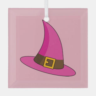 Ornement En Verre Chapeau de sorcière rose