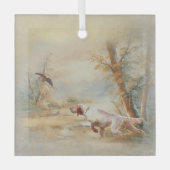 Ornement En Verre Chasse à la bécasse avec setter anglais en forêt,  (Recto)