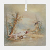Ornement En Verre Chasse à la bécasse avec setter anglais en forêt,  (Verso)