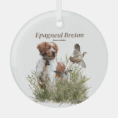Ornement En Verre Chasse avec un chien breton, Art (Recto)