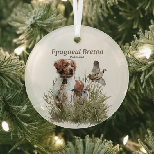 Ornement En Verre Chasse avec un chien breton, Art (Insitu)