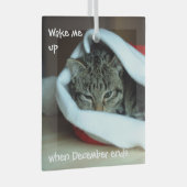 Ornement En Verre Chat couché à Santa Hat (Avant droite)