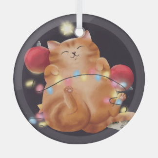 Ornement En Verre chat de Noël
