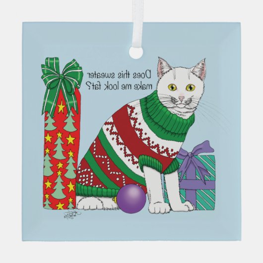 Ornement En Verre Chat drôle moche de Noël (Verso)