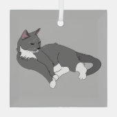 Ornement En Verre Chat gris et blanc Tuxedo (Verso)