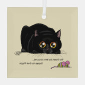 Ornement En Verre Chat noir mignon en crème qui remue les fesses (Verso)