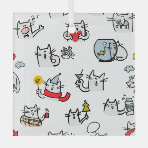 Ornement En Verre Chats amusants, lait et magie.