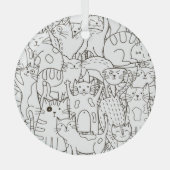 Ornement En Verre Chats de gribouillis : noir et blanc. (Recto)