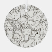 Ornement En Verre Chats de gribouillis : noir et blanc. (Verso)