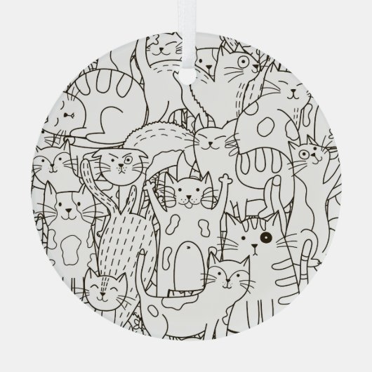 Ornement En Verre Chats de gribouillis : noir et blanc. (Verso)