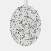 Ornement En Verre Chats de gribouillis : noir et blanc. (Avant droite)
