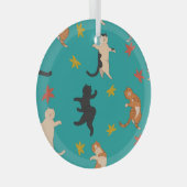 Ornement En Verre Chats, feuillage d'automne, motif mignon (Avant droite)