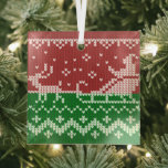 Ornement En Verre Chaudron moche Le Père Noël traîne et rennes<br><div class="desc">Chaudron moche Père Noël et tricot de rennes motif</div>