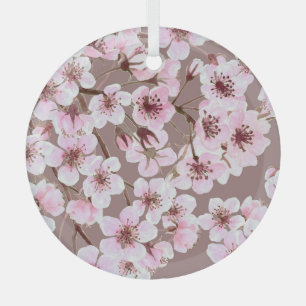 Ornement En Verre Cherry Blossom Branches Motif aquarelle