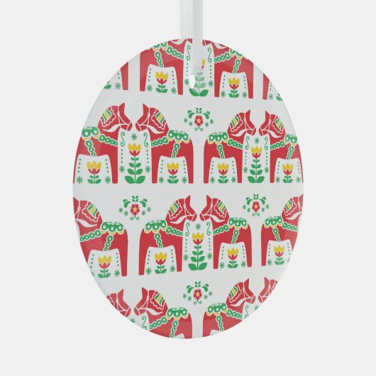 Ornement En Verre Cheval de Dala suédois : Art folklorique (Avant droite)