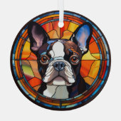 Ornement En Verre Chien Abstrait de Boston Terrier (Verso)
