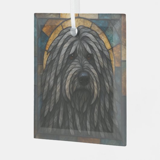Ornement En Verre Chien Bergamasco Sheepdog "Verre tendu" (Avant gauche)