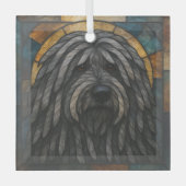 Ornement En Verre Chien Bergamasco Sheepdog "Verre tendu" (Recto)